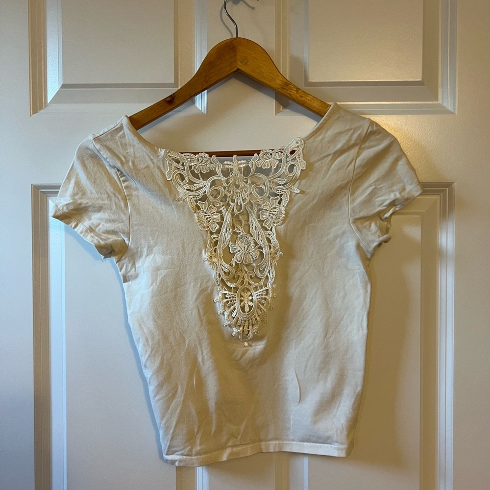 Lace/cotton crop top